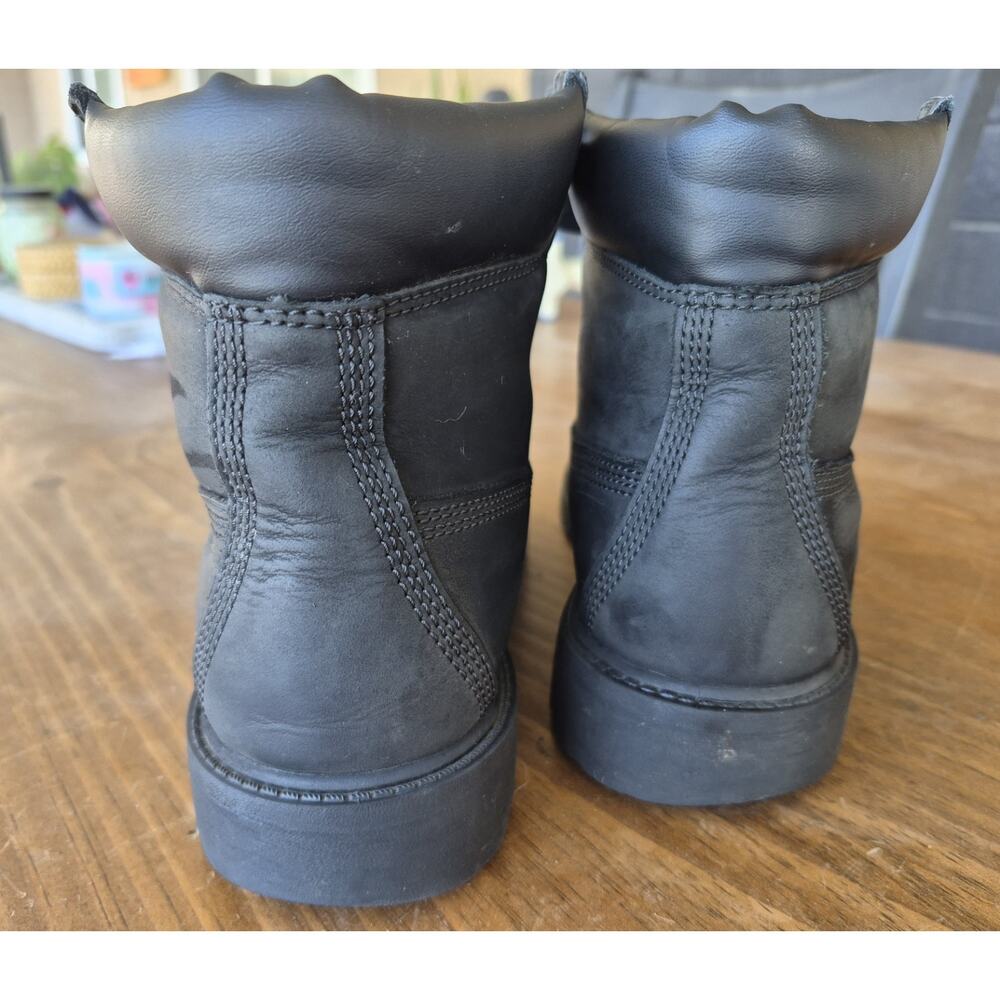 Timberland 6" Premium Waterproof Boots Black Nubuk Junior Size 6M - Picture 5 of 16